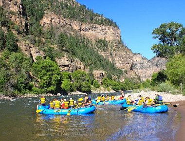 Group of whitewater rafters on the Colorado River