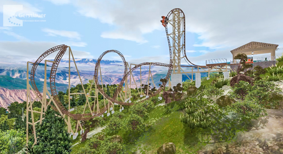 A rendition of Defiance, a new roller coaster coming to Glenwood Caverns in 2022