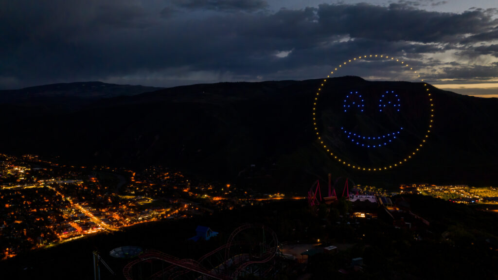 Drone show forms happy face