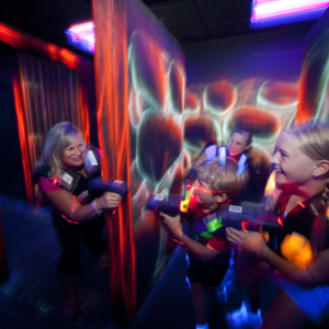 If inclement weather is imminent, one of the tips we recommend is taking a turn in the laser tag arena