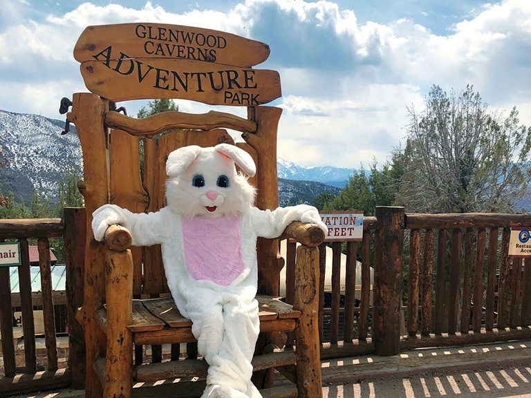 Visit with the Easter Bunny at Glenwood Caverns Adventure Park.